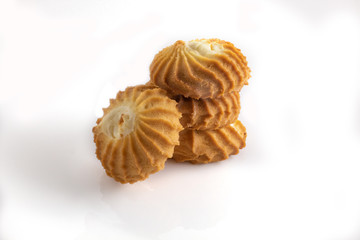butter cookies with cream isolated on white