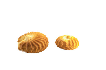 set of butter cookies with cream isolated on white