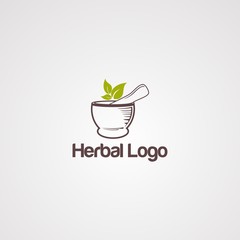 abstract herbal logo vector template with leaf, and traditional concept