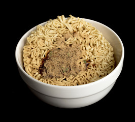 instant noodles food on a black background