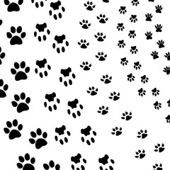 Fototapeta na wymiar The image of the tracks of different cats, vector, background