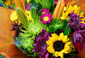 close up on bouquet of flower for celebration