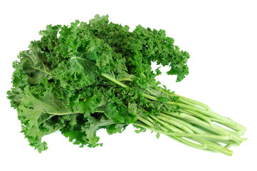 fresh green kale vegetable isolated on white background