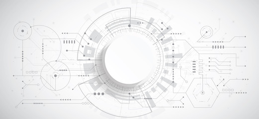 Abstract 3d design background with technology dot and line circuit board texture. Modern engineering, futuristic, science communication concept. Vector illustration