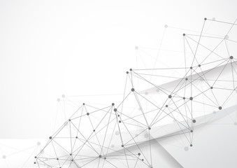 Abstract geometric connecting dots and lines. Connection science and Digital technology background. Molecular structure and communication. Vector illustration