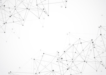 Abstract geometric connecting dots and lines. Connection science and Digital technology background. Molecular structure and communication. Vector illustration