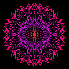 Modern Decorative Cicle Shapes. Floral Mandala. Vector Illustration. Black, red purple color