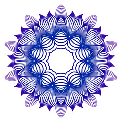 Vector Illustration. Modern Decorative Floral Mandala. Hand Drawn Background. Islam, Arabic, Indian, Ottoman Motifs. Purple blue gradient