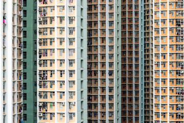 Fototapeta na wymiar Building facade of real estate in Hong Kong