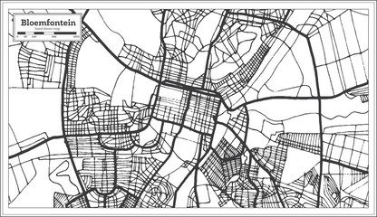 Fototapeta na wymiar Bloemfontein South Africa City Map in Retro Style. Outline Map.