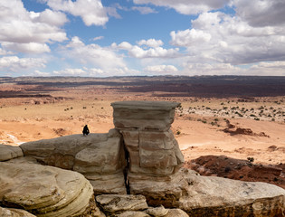 A Man Viewing the Salt Wash Overlook in Utah