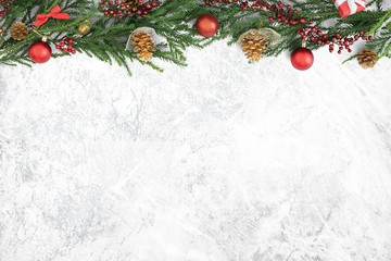 Festive Christmas decorated background mockup - obrazy, fototapety, plakaty