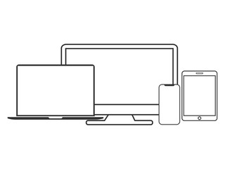 Electronic devices icon set. Vector illustration, flat design.