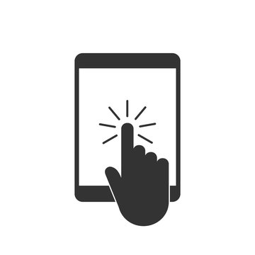 hand touching tablet screen icon clip art preview