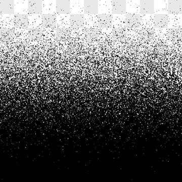 Grunge gradient spray stipple grain vector transparent background noise old texture black and white, grainy sand stipple dust dots backdrop effect clipart