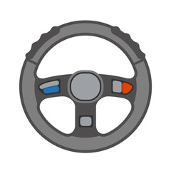 Driving car vehchile wheel transportation automobile flat design isolated icon vector illustration