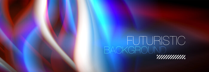 Fluid colors mixing glowing neon wave background, holographic texture