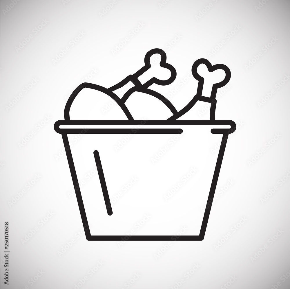Poster fried chicken outline icon on white background for graphic and web design, modern simple vector sign