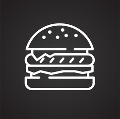 Burger icon on black background for graphic and web design, Modern simple vector sign. Internet concept. Trendy symbol for website design web button or mobile app