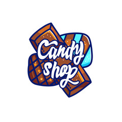 Candy shop hand drawn cartoon vector illustration