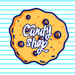 Candy shop hand drawn cartoon vector illustration