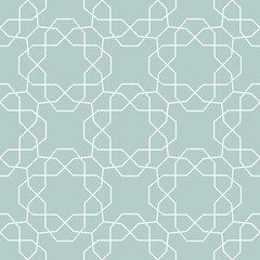 Obraz na płótnie Canvas Seamless background for your designs. Modern vector ornament. Geometric abstract light blue and white pattern