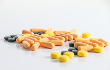 Drugs close up white background