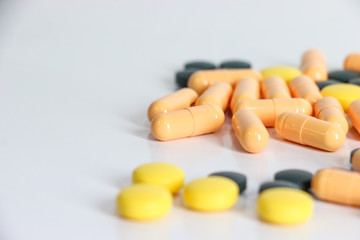 Drugs close up white background