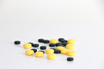 Drugs close up white background