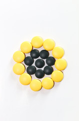 Drugs close up white background