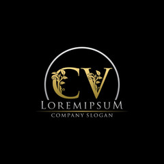 Luxury Gold CV Letter Logo