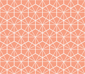 The geometric pattern with lines. Seamless vector background. White and pink texture. Graphic modern pattern. Simple lattice graphic design