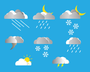 set of weather icons with clouds and sun