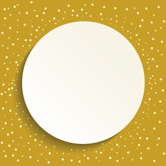 Nice vector frame with dots and volume circle. Fine greeting card. Pattern with golden dots