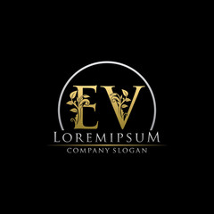 Luxury Gold EV Letter Logo