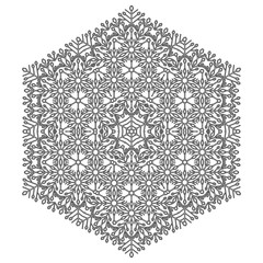 Elegant vintage vector ornament in classic style. Abstract traditional hexagonal black and white pattern with oriental elements. Classic vintage pattern