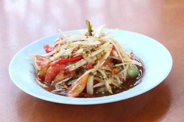 Food in northeast Thailand (papaya salad)