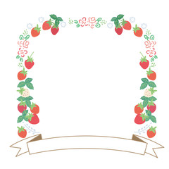  苺　フレーム　いちご　イチゴ　春　イラスト