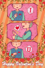 Happy Valentine's Day! Concept Art. Realistic Illustration. Video Game Digital CG Artwork. Greeting Card Design.