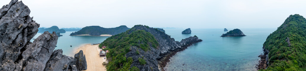 Panoramic view from atop Monkey Island, Cat Ba, Vietnam