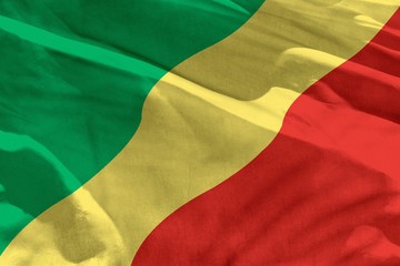 Waving Congo flag for using as texture or background, the flag is fluttering on the wind