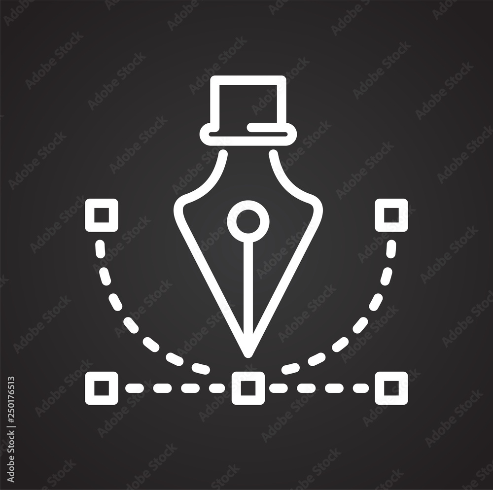 Fototapete Pen tool line icon on black background for graphic and web design, Modern simple vector sign. Internet concept. Trendy symbol for website design web button or mobile app