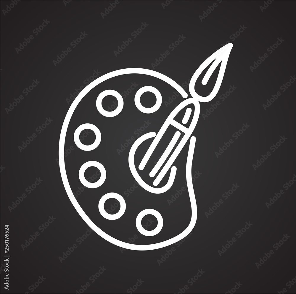 Fototapete Brush line icon on black background for graphic and web design, Modern simple vector sign. Internet concept. Trendy symbol for website design web button or mobile app