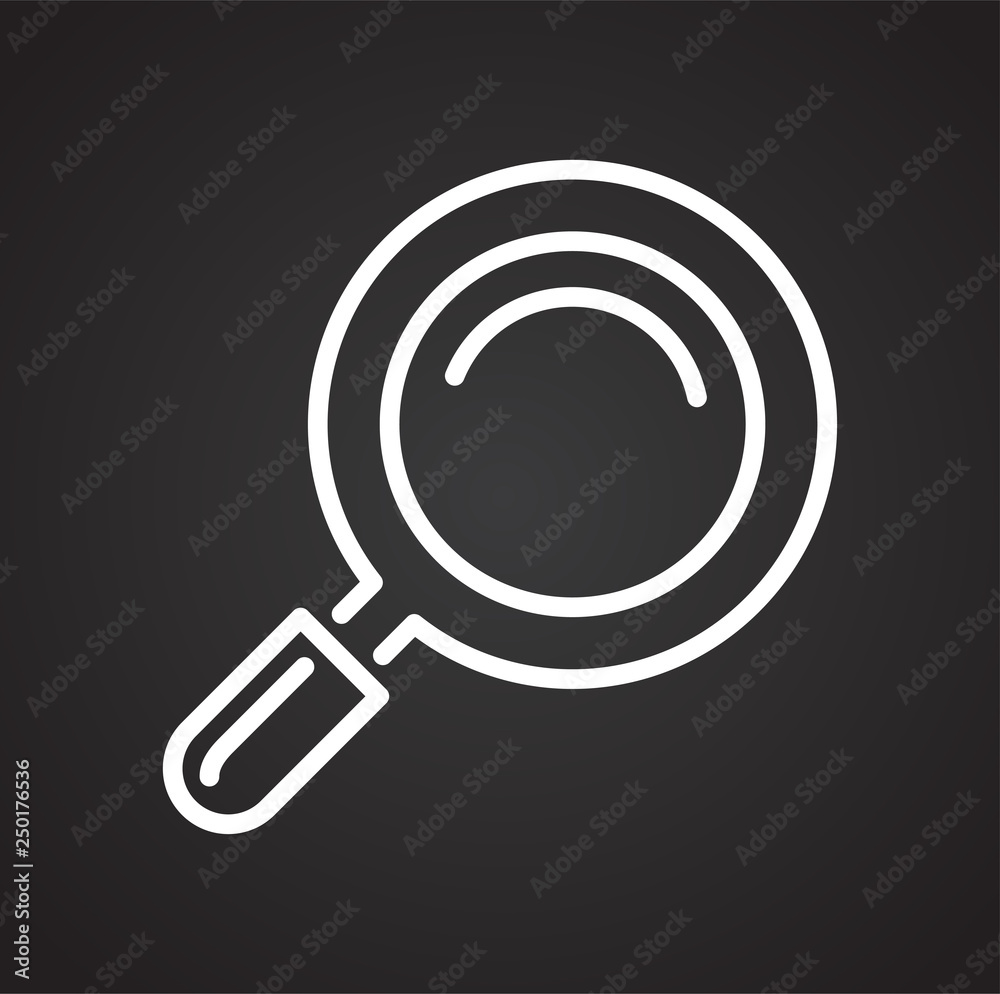 Fototapete Loupe line icon on black background for graphic and web design, Modern simple vector sign. Internet concept. Trendy symbol for website design web button or mobile app