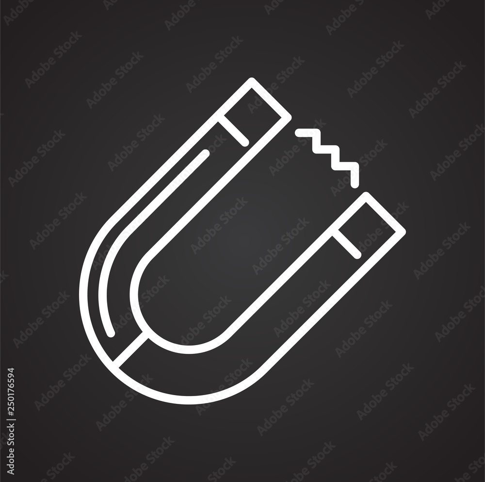 Fototapete Magnet line icon on black background for graphic and web design, Modern simple vector sign. Internet concept. Trendy symbol for website design web button or mobile app