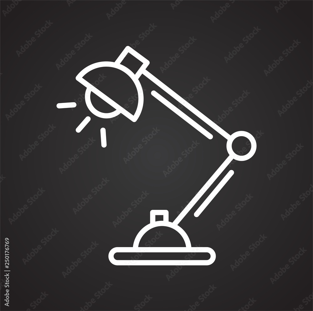 Fototapete Table lamp line icon on black background for graphic and web design, Modern simple vector sign. Internet concept. Trendy symbol for website design web button or mobile app