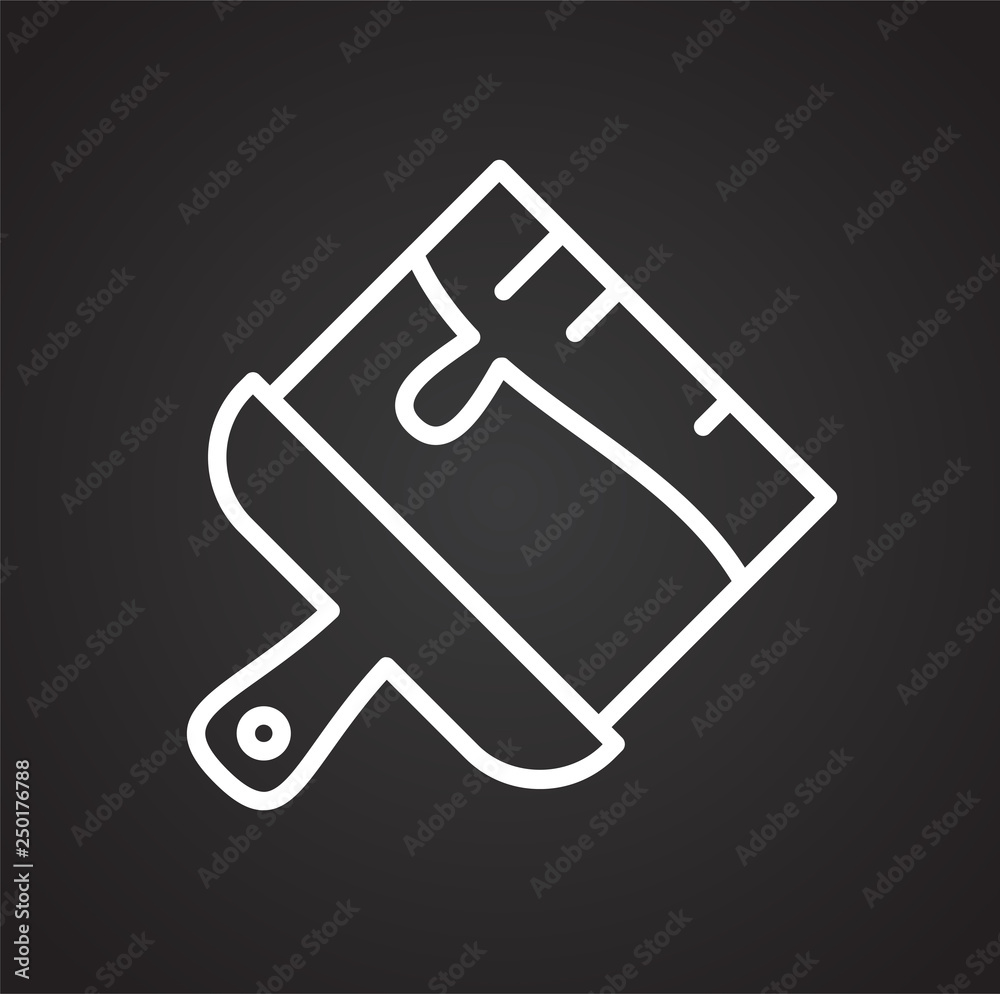 Fototapete Brush line icon on black background for graphic and web design, Modern simple vector sign. Internet concept. Trendy symbol for website design web button or mobile app