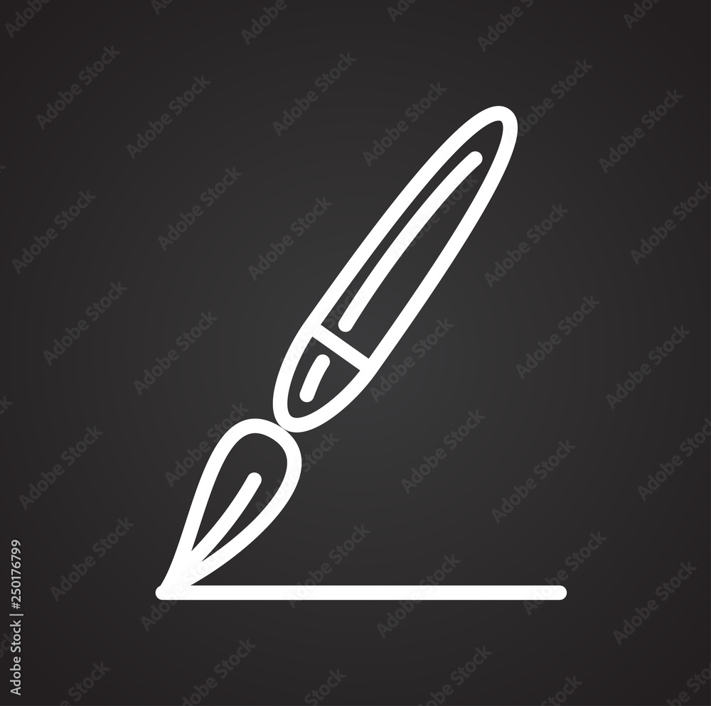 Fototapete Brush line icon on black background for graphic and web design, Modern simple vector sign. Internet concept. Trendy symbol for website design web button or mobile app