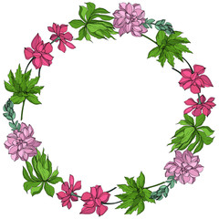 Vector Jungle botanical succulent flower. Engraved ink art illustration. Frame border ornament square.