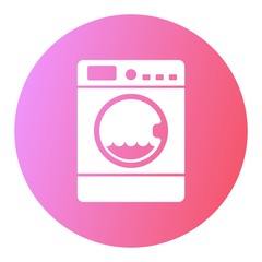 Washing machine silhouette vector icon on color gradient background